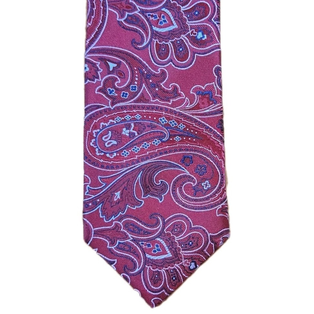 Cremieux Collection Silk Tie Red Paisley Hand Made Classic Office Special Event